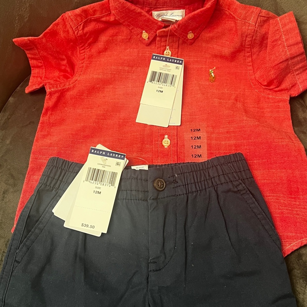 Ralph Lauren Red Button Down Kids Shirt 12m